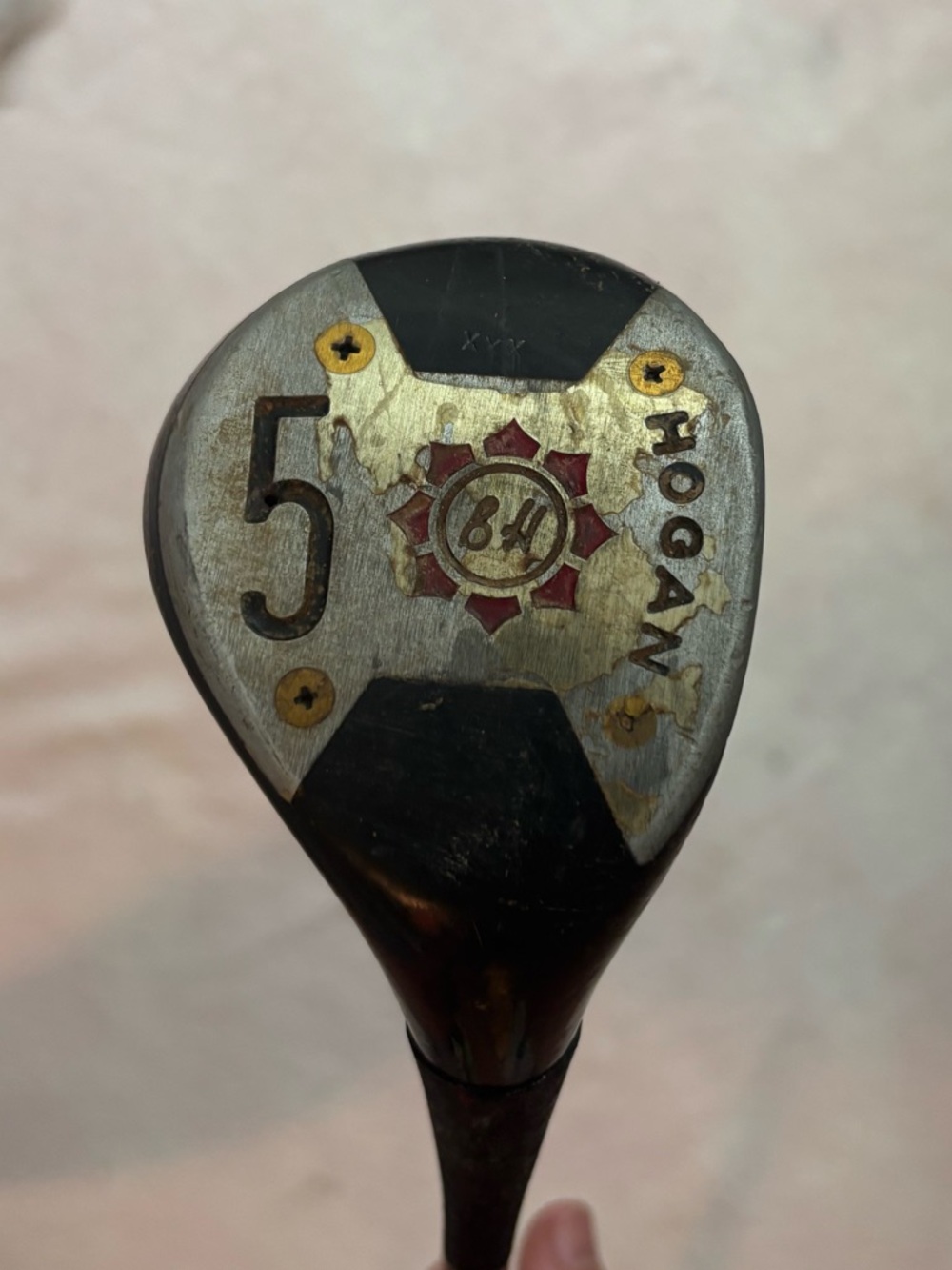 Vintage Hogan 5 Wood Golf Club Head - Red and Gold Detailing
